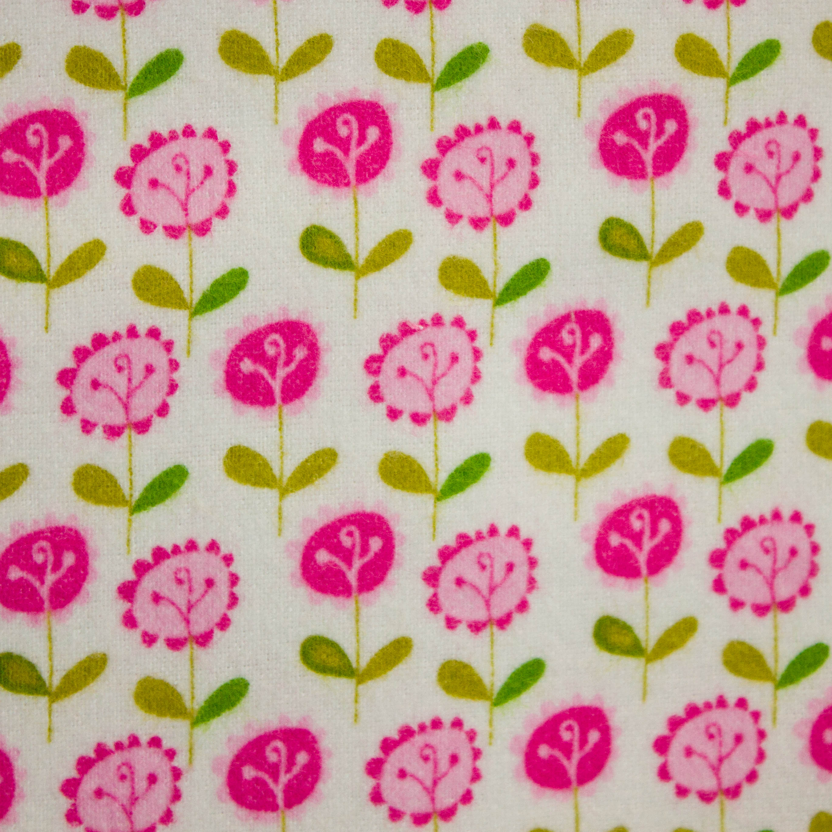 Flanel wit met roze bloemen