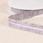 Biais - linnen look - katoen / polyester - 2 cm - grijs / zwart