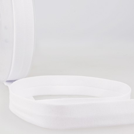 Biais - licht rekbare katoen 2 cm - wit
