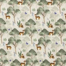 French terry met bos en dieren