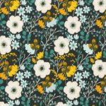 Blauw french terry met bloemen