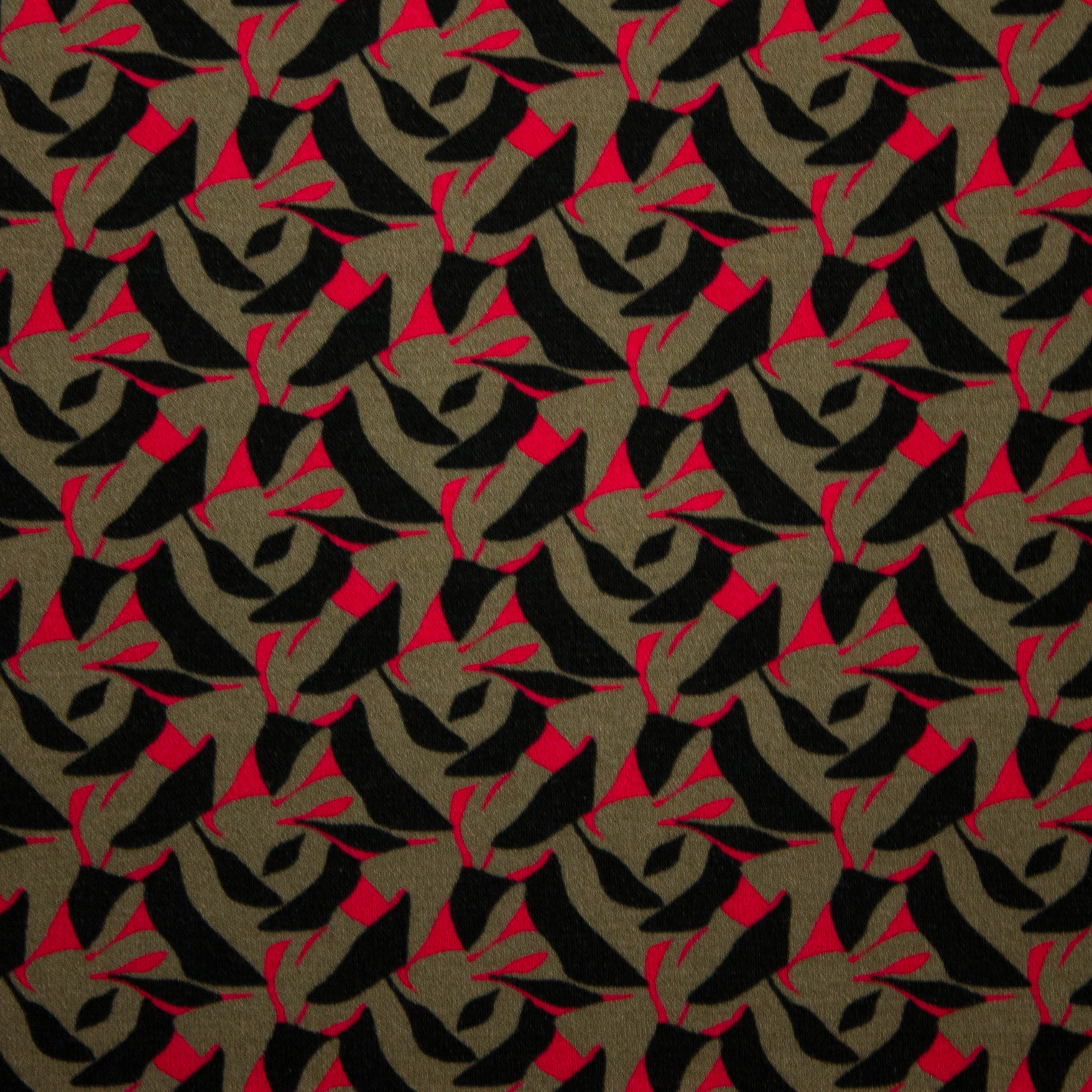 Viscosemengeling tricot groen / grijs met abstract motief