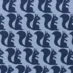 Blauwe tricot met eekhoorns