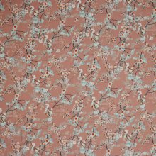 Oudroze viscose met blauwe bloesems  - Poppy
