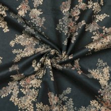 Blauwgrijze suede stretch met bloemen camel gekleurde binnenkant - Poppy