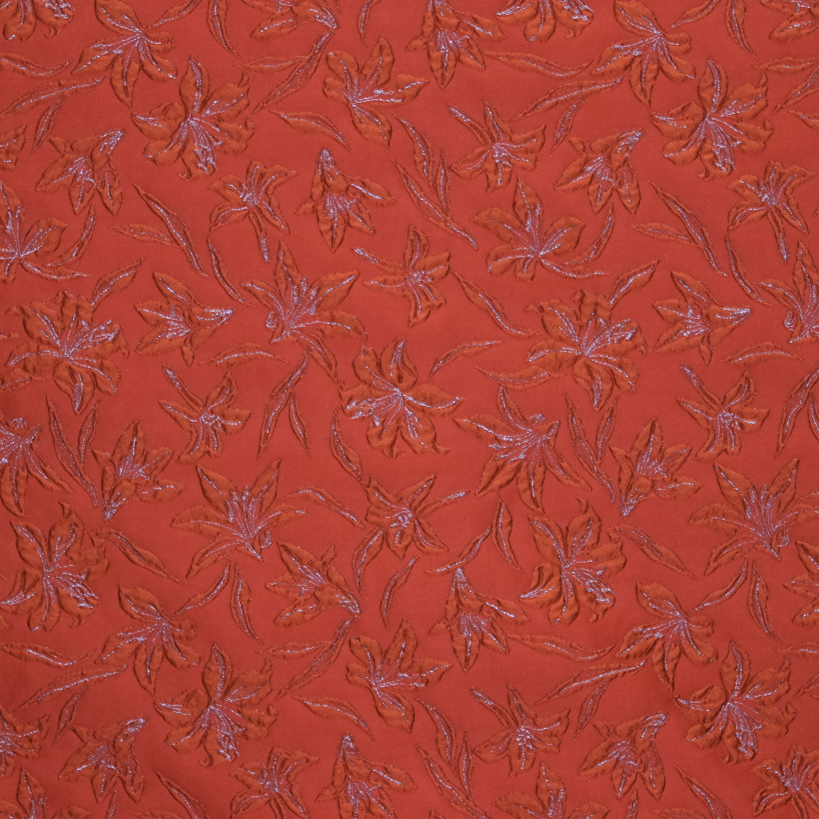 Jacquard oranje met bloemen  - glinsterend