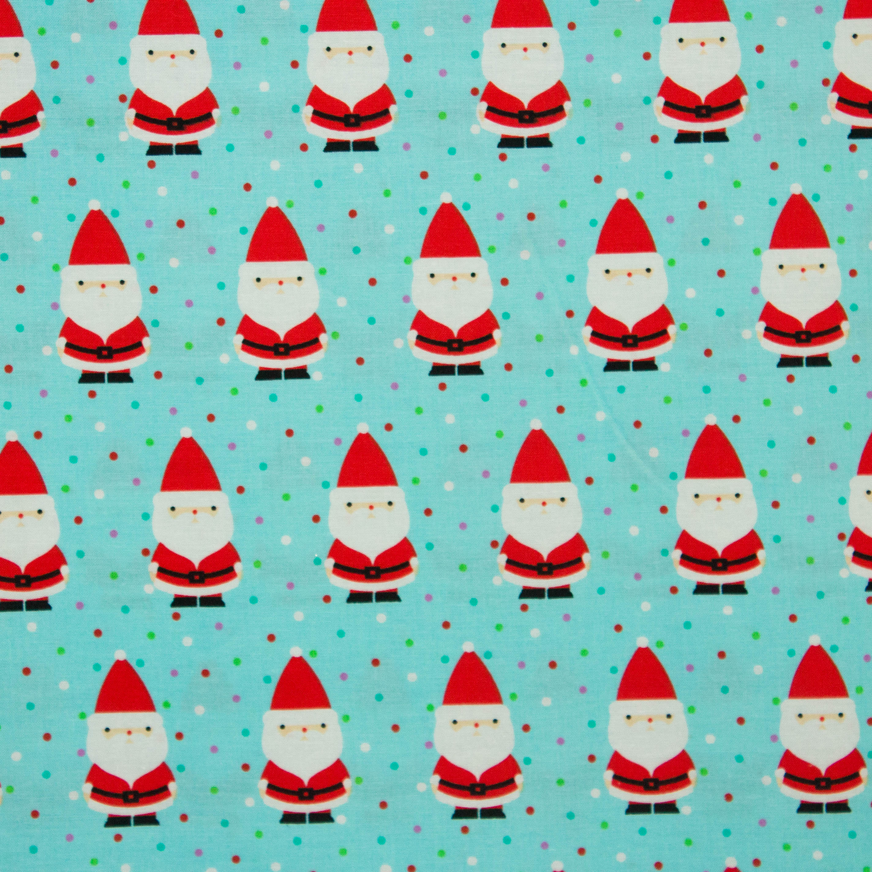 Katoen lichtblauw met kerstmannen