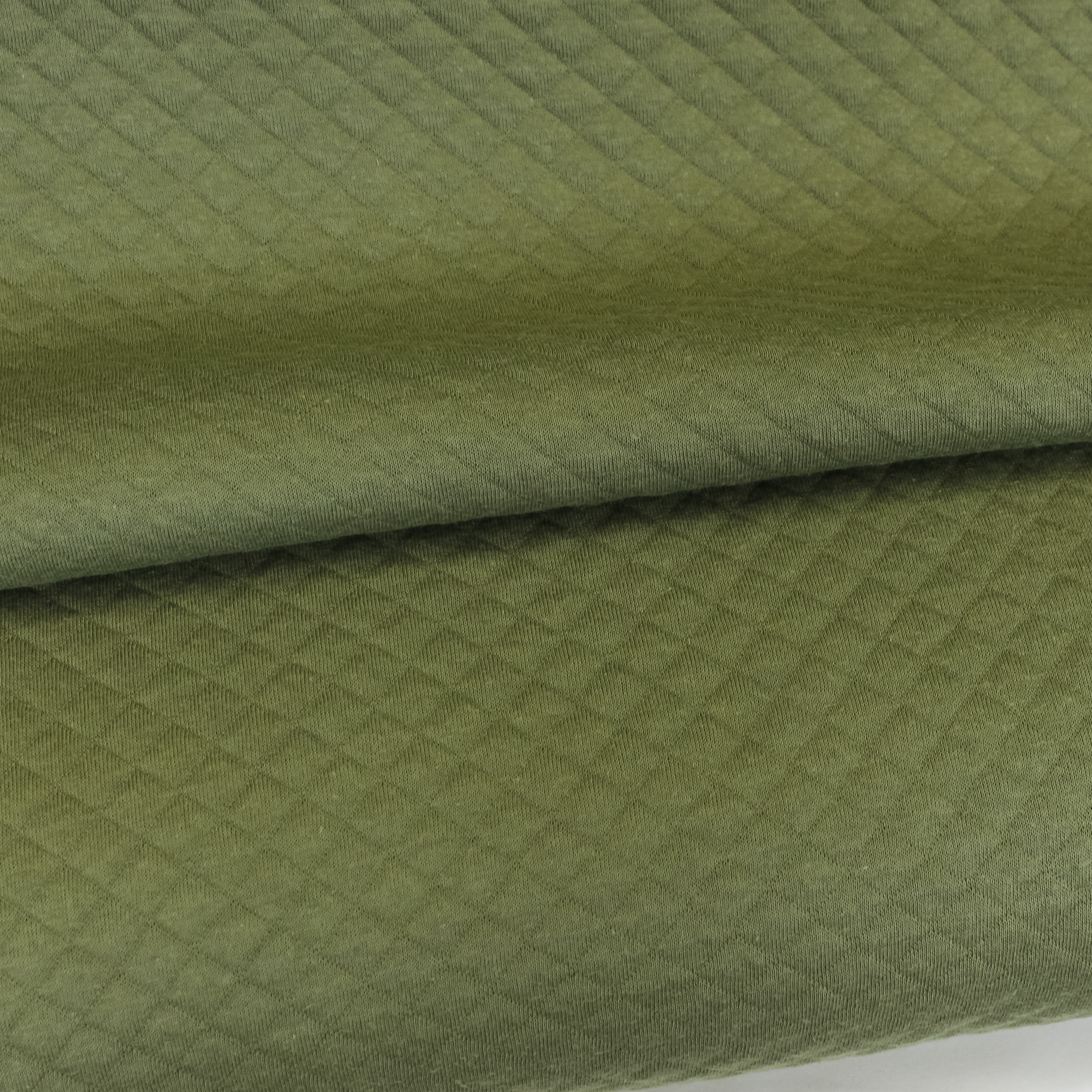 Gestepte katoen tricot - Army / Kaki groen