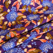 Viscose paars met bloemen en bladeren - Knipmode