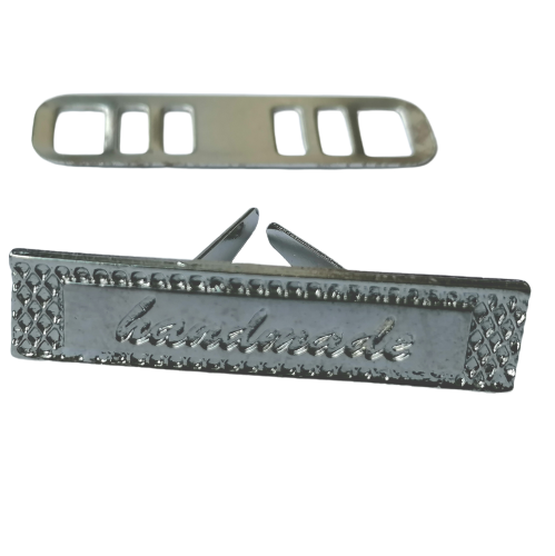 Metalen label 'Handmade' - 42 mm - gunmetal (zwart zilver)