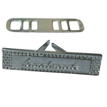 Metalen label 'Handmade' - 42 mm - gunmetal (zwart zilver)