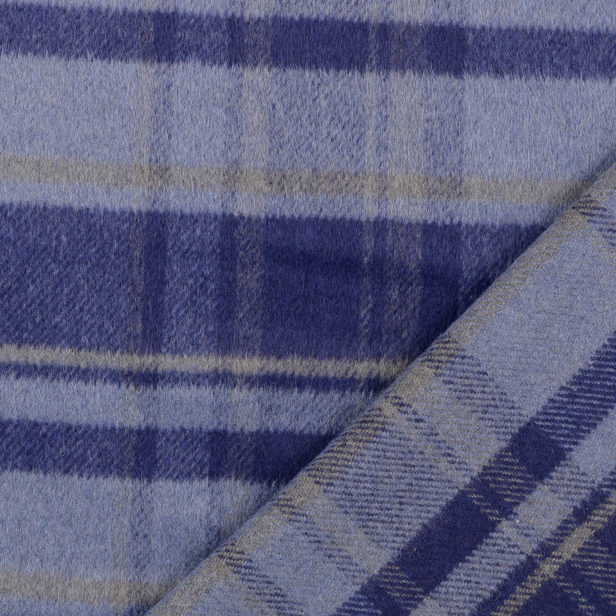 Mantelstof blauw geruit