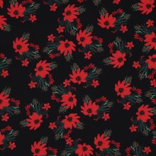 Viscose zwart met rode bloemen - Poppy