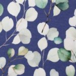 Blauwe tricot met bladeren en takjes 'Nora'