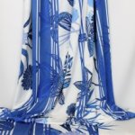 Rekbare soepele polyester lycra met bloemen en strepen