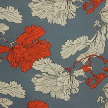 Viscose blauw met rode en lichtblauwe bloemen - La Maison Victor