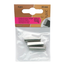 Eindstuk voor tassenband zilver - 6 stuks - 25 mm (platte nietjes)