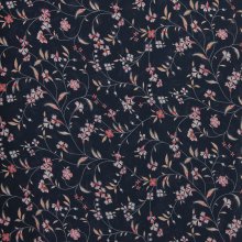 Blauwe polyester voile met bloemen