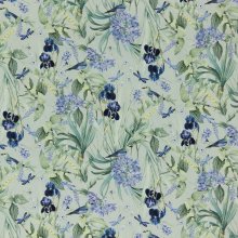 Canvas pastelgroen met bloemen en vogels