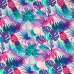 Viscose tricot holografische kleurenpalet met exotische planten