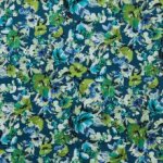 Katoen stretch petrol met bloemen