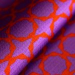 Polyester paars met rode cirkels - Burda