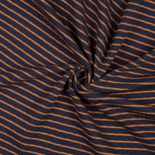 Sweaterstof quilt blauw-oranje gestreept dubbelzijdig grijs - Poppy