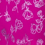 Fuchsia jacquard met zilveren glitter bloemen in polyester mengeling