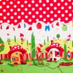 Katoen met kabouter tafereel 'Gnomeville'