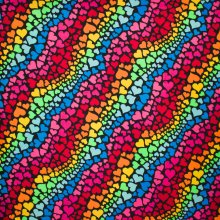 Polyester met hartjes in regenboogkleuren