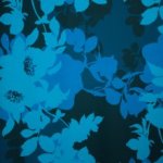 Polyester crêpe blauw met bloemenprint - Lorré