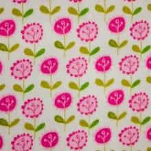 Flanel wit met roze bloemen