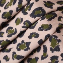 Gebrushte sweaterstof zand met luipaard print 'Leony' - Atelier Brunette