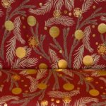 Tricot donkerrood met kerstprint en gouden folie