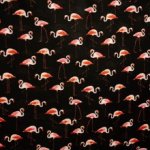 Zijde voile zwart met flamingo's - Lorré