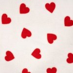 Badstof ecru met rode hartjes