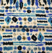 Viscose stretch met blauwe print