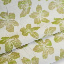 Jacquard gebroken wit met gestreepte bloemen 'Bright Olive Garden'