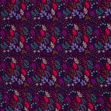 Viscose paars met kleurrijke blaadjes