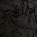 Crêpe voile zwart met rechthoekige franjes