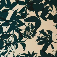 Polyester soepelvallend beige met groene bloemen - Lorré