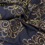 Polyester donkberblauw met gouden pailletten - A La Ville