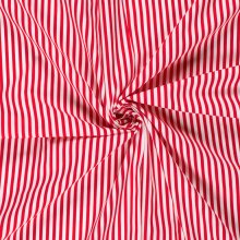 Katoen poplin stof bedrukt strepen rood