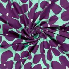 Tricot munt met paarse bloemen