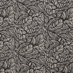 Viscose linnen beige met zwart bladeren motief