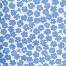 Katoen wit met blauwe bloemen print