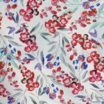 Tricot lichtgrijs met bloemenprint