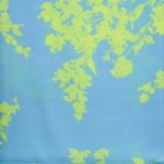 Viscose blauw met geelgroene print
