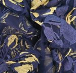 Kant nachtblauw met gele bloemen - Lorré