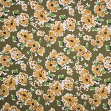 Kaki viscose met bloemen motief